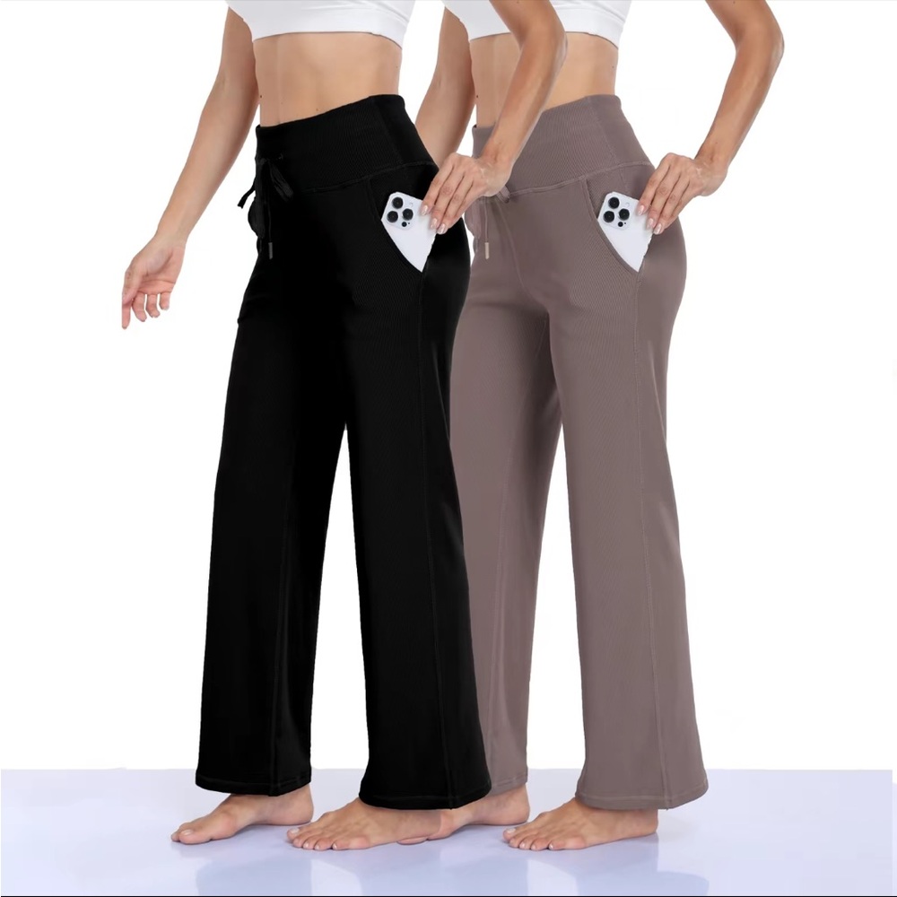 Women's Black and Brown Wide-Leg Pants size s set of 2